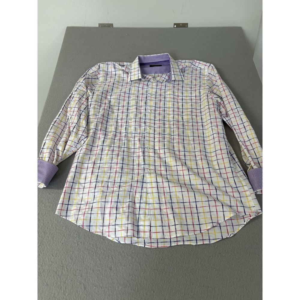 Bugatchi Shirt Mens XL Multicolor Plaid Classic Fit Long Sleeve Button Down